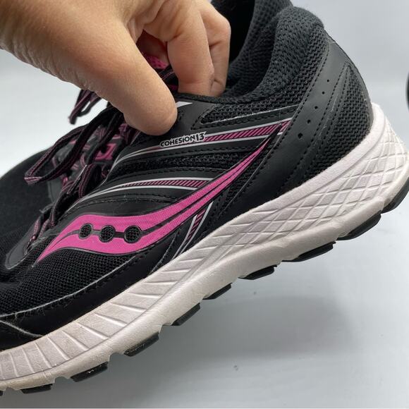 Saucony Cohesion 13 Black & Hot Pink Womens Running Shoes Sneakers 8.5 - Picture 7 of 10